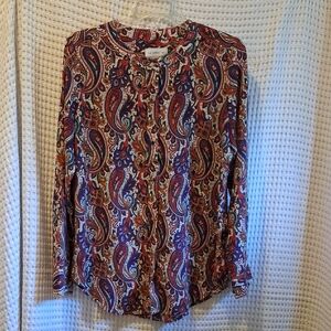 Liz Claiborne Red and Blue Paisley Blouse SZ-M